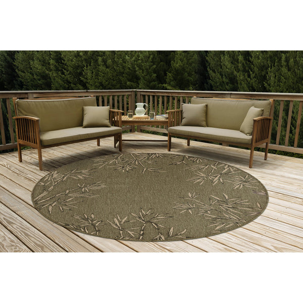 Trans Ocean Liora Manne Carmel Botanical Leaf Indoor/Outdoor Area Rug With Elegant Bamboo Border Design Green Polypropylene,Polyester Cred8848806