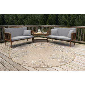 Trans Ocean Liora Manne Carmel Botanical Leaf Indoor/Outdoor Area Rug With Elegant Bamboo Border Design Tan Polypropylene,Polyester Cred8848812