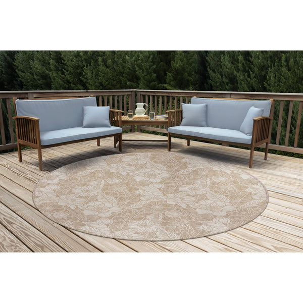 Trans Ocean Liora Manne Carmel Botanical Indoor/Outdoor Area Rug - Elegant Tropical Floral Design For Any Space Beige Polypropylene,Polyester Cred8849112