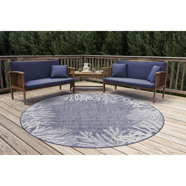 Trans Ocean Liora Manne Carmel Reef Border Indoor/Outdoor Area Rug - Elegant Coastal Design For Any Space Navy Polypropylene,Polyester Cred8849833