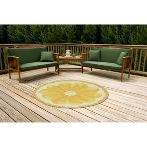 Trans Ocean Liora Manne Frontporch Lemon Slice Indoor/Outdoor Mat – Whimsical, Durable Rug For Any Space Yellow Polyester,Acrylic Ftpd3155609
