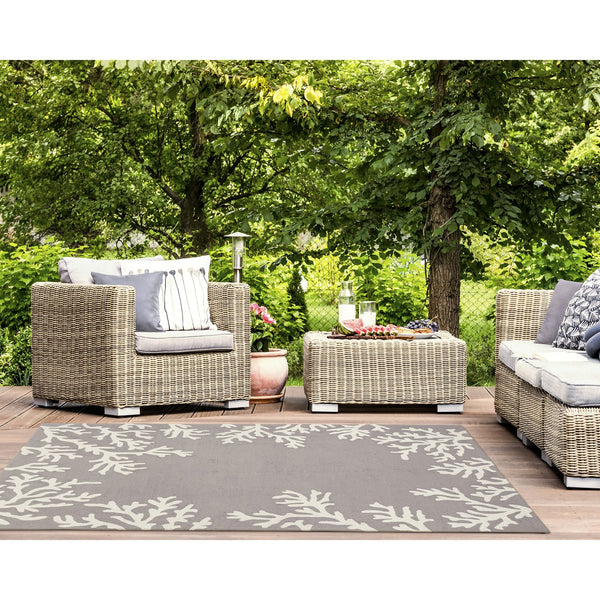 Trans Ocean Liora Manne Capri Coastal Indoor/Outdoor Area Rug - Vibrant Tropical Design For Any Space Silver Polyester,Acrylic Cap46162047