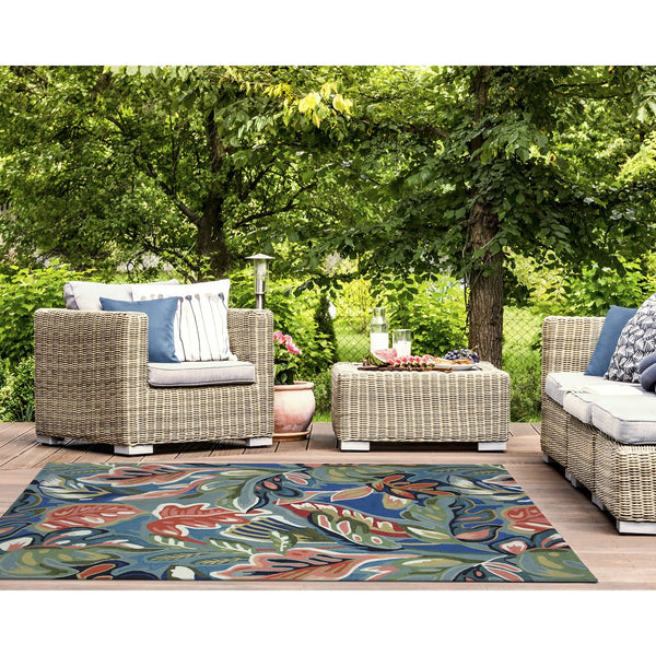 Trans Ocean Liora Manne Capri Indoor/Outdoor Rug - Vibrant Floral Geometric Design For Stylish Spaces Blue Polyester,Acrylic Cap57174004
