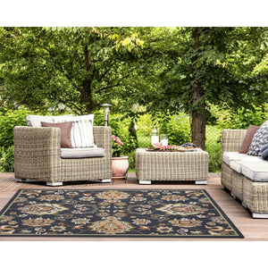 Trans Ocean Liora Manne Capri Petra Indoor/Outdoor Area Rug – Durable, Handmade, Traditional Persian Design Decor Navy Polyester,Acrylic Cap57175733