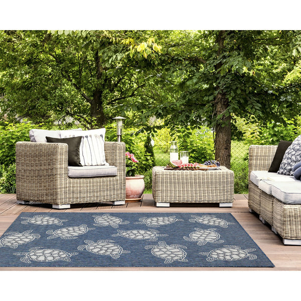 Trans Ocean Liora Manne Carmel Coastal Turtle Indoor/Outdoor Area Rug - Vibrant Beach Style For Any Space Navy Polypropylene,Polyester Cre45841333