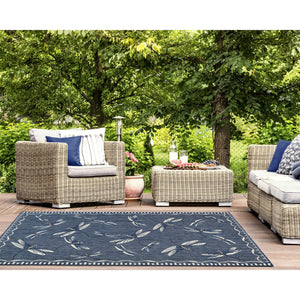 Trans Ocean Liora Manne Carmel Dragonfly Indoor/Outdoor Area Rug – Vibrant Nature Design For Stylish Spaces Navy Polypropylene,Polyester Cre58844033