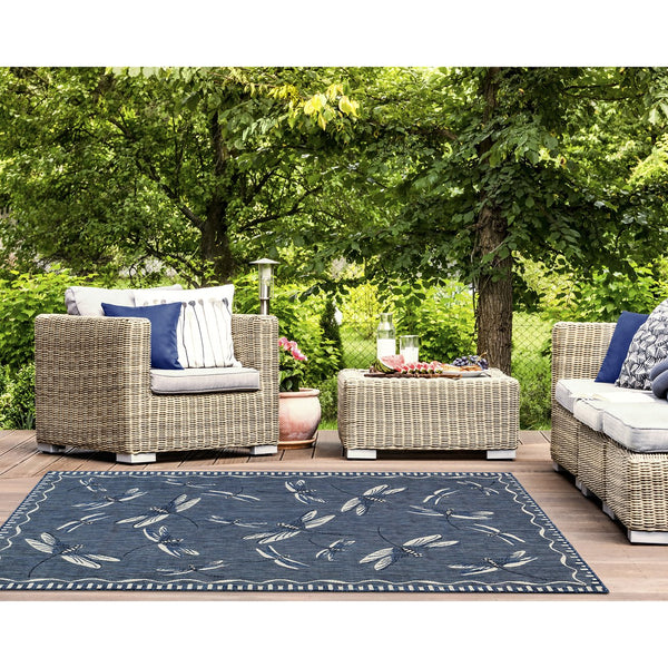 Trans Ocean Liora Manne Carmel Dragonfly Indoor/Outdoor Area Rug – Vibrant Nature Design For Stylish Spaces Navy Polypropylene,Polyester Cre58844033