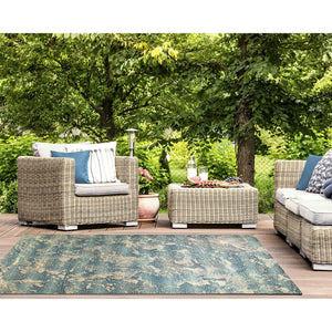 Trans Ocean Liora Manne Marina Stormy Indoor/Outdoor Area Rug - Coastal Graphic Design For Modern Spaces Blue Polypropylene,Polyester Mna45810003