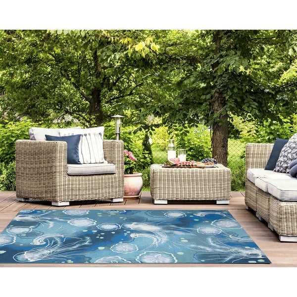 Trans Ocean Liora Manne Marina Jelly Fish Area Rug - Vibrant Coastal Design For Indoor/Outdoor Spaces Blue Polypropylene,Polyester Mna58815504