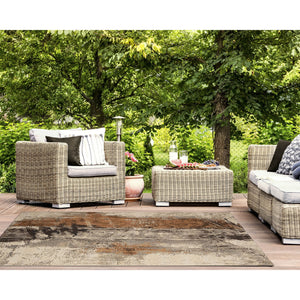 Trans Ocean Liora Manne Marina Contemporary Indoor/Outdoor Area Rug - Bold Abstract Design For Modern Spaces Gold Polypropylene,Polyester Mna58819719