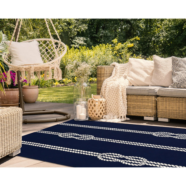 Trans Ocean Liora Manne Capri Ropes Indoor/Outdoor Area Rug - Nautical Stripe Design For Stylish Spaces Navy Polyester,Acrylic Cap23163633