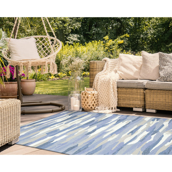 Trans Ocean Liora Manne Capri Cloud Indoor/Outdoor Area Rug - Contemporary Geometric Design For Any Space Blue Polyester,Acrylic Cap46172523