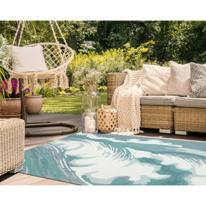 Trans Ocean Liora Manne Capri Wave Indoor/Outdoor Area Rug – Stunning Coastal Design For Elegant Spaces Blue Polyester,Acrylic Cap34175594