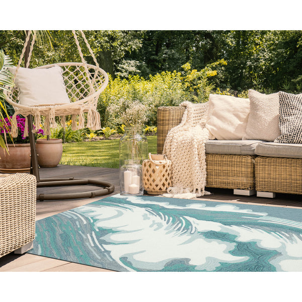 Trans Ocean Liora Manne Capri Wave Indoor/Outdoor Area Rug – Stunning Coastal Design For Elegant Spaces Blue Polyester,Acrylic Cap34175594