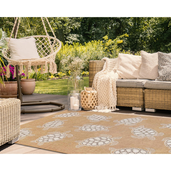 Trans Ocean Liora Manne Carmel Coastal Turtle Indoor/Outdoor Area Rug - Vibrant Beach Style For Any Space Natural Polypropylene,Polyester Cre45841312