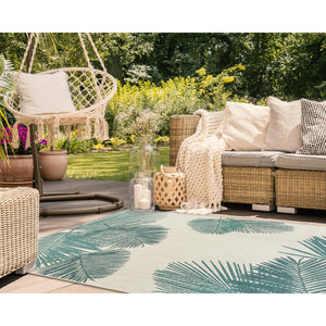 Trans Ocean Liora Manne Carmel Palm Indoor/Outdoor Area Rug – Tropical Botanical Leaf Design For Any Space Blue Polypropylene,Polyester Cre69843904