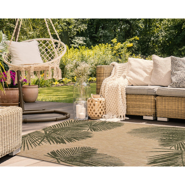 Trans Ocean Liora Manne Carmel Palm Indoor/Outdoor Area Rug – Tropical Botanical Leaf Design For Any Space Green Polypropylene,Polyester Cre58843906