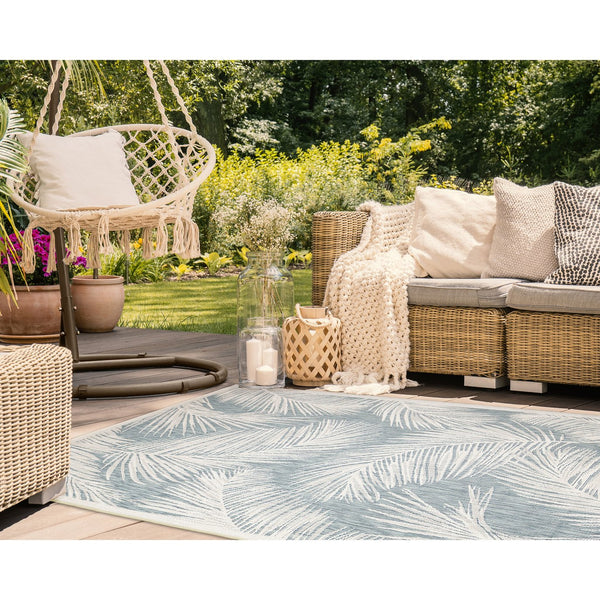 Trans Ocean Liora Manne Carmel Fronds Botanical Indoor/Outdoor Area Rug - Elegant Transitional Design For Any Space Blue Polypropylene,Polyester Cre69847404
