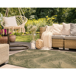 Trans Ocean Liora Manne Carmel Fronds Botanical Indoor/Outdoor Area Rug - Elegant Transitional Design For Any Space Green Polypropylene,Polyester Cre69847406