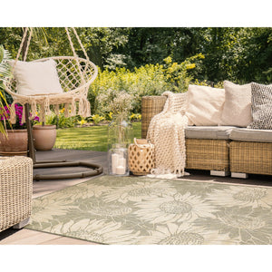 Trans Ocean Liora Manne Carmel Sunflower Field Area Rug - Transitional Botanical Design For Indoor & Outdoor Spaces Green Polypropylene,Polyester Cre80848306