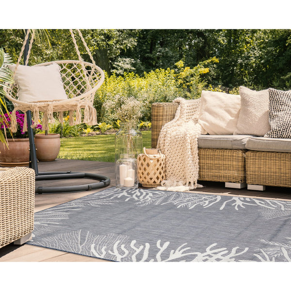 Trans Ocean Liora Manne Carmel Reef Border Indoor/Outdoor Area Rug - Elegant Coastal Design For Any Space Navy Polypropylene,Polyester Cre69849833