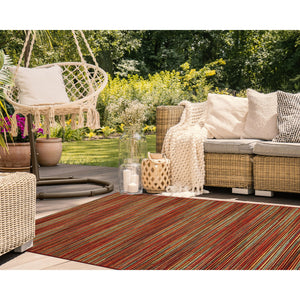 Trans Ocean Liora Manne Marina Stripes Area Rug - Stylish Indoor/Outdoor Geometric Design For Every Space Red Polypropylene,Polyester Mna45805217