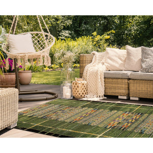 Trans Ocean Liora Manne Marina Tribal Stripe Indoor/Outdoor Pillow - Vibrant Geometric Accent For Any Space Green Polypropylene,Polyester Mna58805706