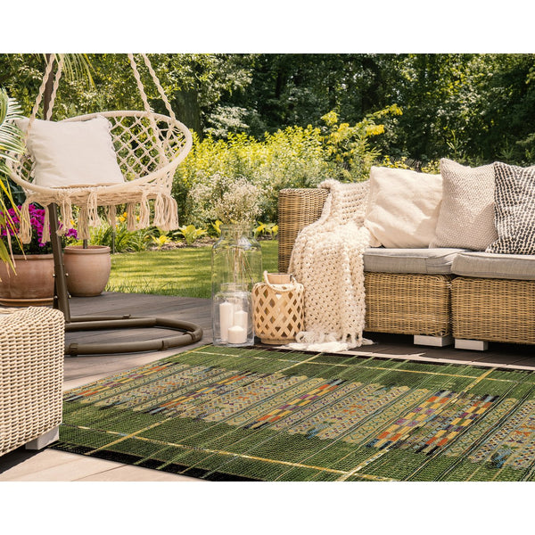 Trans Ocean Liora Manne Marina Tribal Stripe Indoor/Outdoor Pillow - Vibrant Geometric Accent For Any Space Green Polypropylene,Polyester Mna58805706