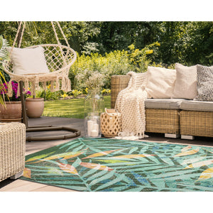 Trans Ocean Liora Manne Marina Leaves Area Rug - Vibrant Tropical Design For Indoor/Outdoor Spaces, 4'10" X 7'6" Blue Polypropylene,Polyester Mna58818703