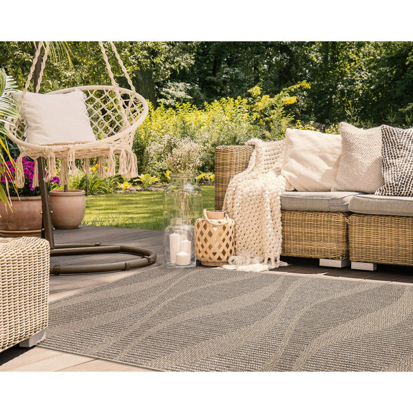 Trans Ocean Liora Manne Monaco Wave Indoor/Outdoor Area Rug - Stylish Transitional Design For Any Space Natural Polypropylene Moc57627612