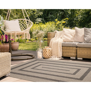 Trans Ocean Liora Manne Monaco Multi Border Area Rug - Stylish Indoor/Outdoor Design For Elegant Spaces Natural Polypropylene Moc69628012