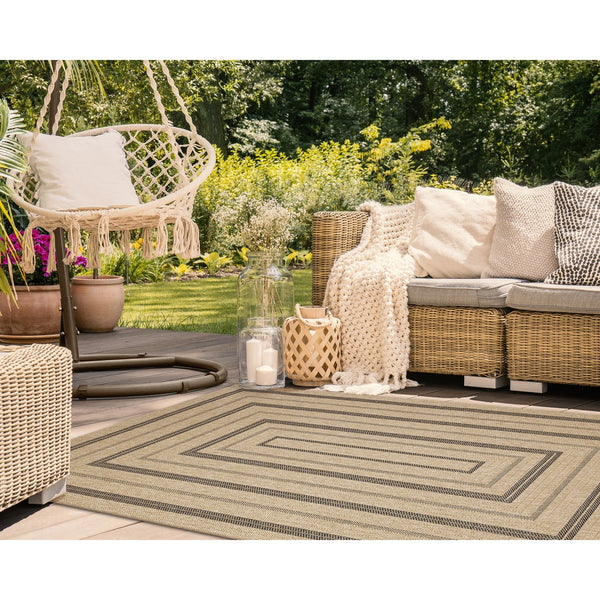 Trans Ocean Liora Manne Sahara Multi Border Indoor/Outdoor Area Rug - Stylish Geometric Design For Any Space Natural Polypropylene,Polyester Sah57718512