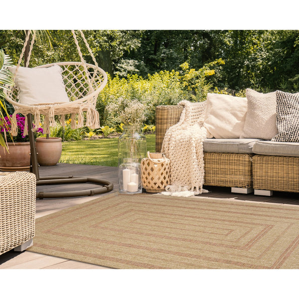 Trans Ocean Liora Manne Sahara Multi Border Indoor/Outdoor Area Rug - Stylish Geometric Design For Any Space Rust Polypropylene,Polyester Sah45718514