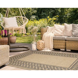 Trans Ocean Liora Manne Sahara Diamond Border Area Rug – Stylish Indoor/Outdoor Accent With Geometric Design Natural Polypropylene,Polyester Sah57719212