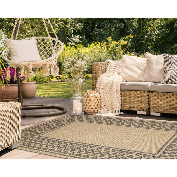 Trans Ocean Liora Manne Sahara Diamond Border Area Rug – Stylish Indoor/Outdoor Accent With Geometric Design Natural Polypropylene,Polyester Sah57719212