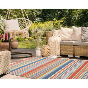 Trans Ocean Liora Manne Sonoma Malibu Stripe Indoor/Outdoor Area Rug - Stylish Hand Woven Geometric Accent Orange Polyester,Acrylic Sno46625814