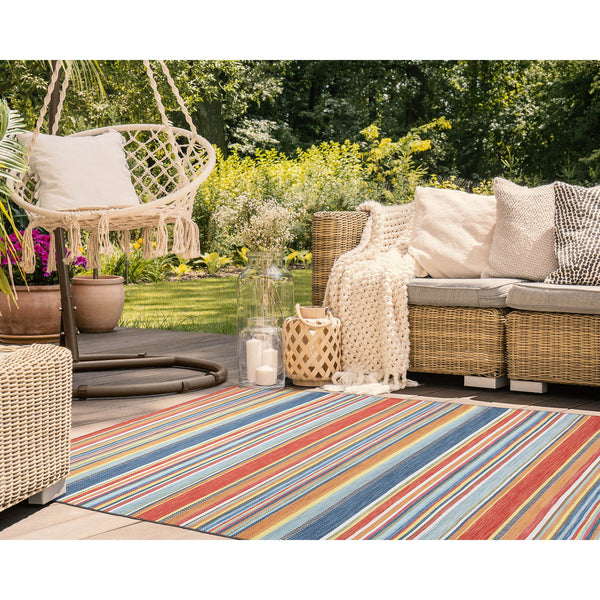 Trans Ocean Liora Manne Sonoma Malibu Stripe Indoor/Outdoor Area Rug - Stylish Hand Woven Geometric Accent Orange Polyester,Acrylic Sno46625814