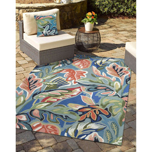 Trans Ocean Liora Manne On Holiday Indoor/Outdoor Pillow - Vibrant Floral Design, 18" X 18" For Stylish Living Blue Polyester,Acrylic 7fp8s174004