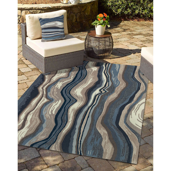 Trans Ocean Liora Manne Ipanema Indoor/Outdoor Pillow - 18" X 18" Blue/Grey Accent For Modern Living Spaces Blue Polyester,Acrylic 7fp8s228503