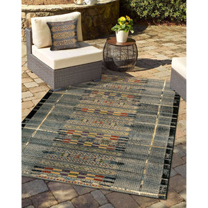 Trans Ocean Liora Manne Marina Tribal Stripe Indoor/Outdoor Pillow - Vibrant Geometric Accent For Any Space Black Polypropylene,Polyester 7mr8s805748