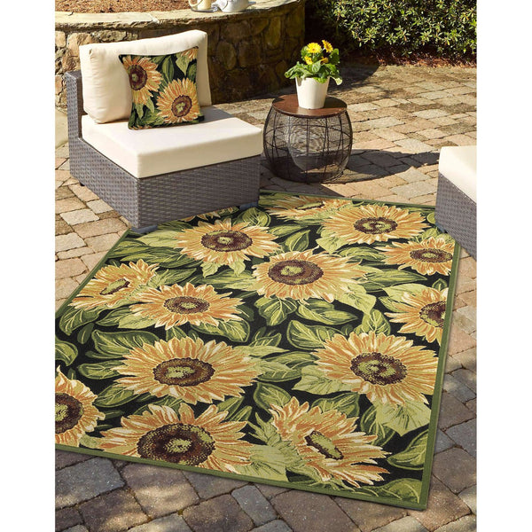 Trans Ocean Liora Manne Marina Sunflower Indoor/Outdoor Pillow - Vibrant Floral Design For Stylish Spaces Black Polypropylene,Polyester 7mr8s818448