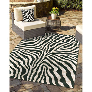 Trans Ocean Liora Manne Visions I Zebra Indoor/Outdoor Handmade Pillow - Stylish Graphic Animal Print Accent Black Polyester 7sa2s304348