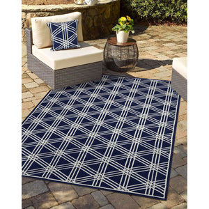Trans Ocean Liora Manne Capri Hex Indoor/Outdoor Durable Area Rug - Stylish Geometric Accent For Any Space Navy Polyester,Acrylic Cap71174133