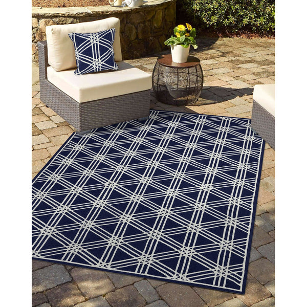 Trans Ocean Liora Manne Capri Hex Indoor/Outdoor Durable Area Rug - Stylish Geometric Accent For Any Space Navy Polyester,Acrylic Cap71174133