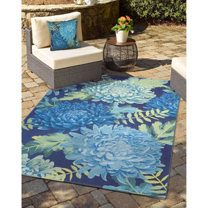Trans Ocean Liora Manne Marina Mum Indoor/Outdoor Area Rug - Vibrant Floral Design For Style And Comfort Blue Polypropylene,Polyester Mna58818303