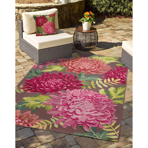 Trans Ocean Liora Manne Marina Mum Indoor/Outdoor Area Rug - Vibrant Floral Design For Style And Comfort Pink Polypropylene,Polyester Mna58818337