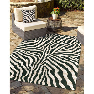 Trans Ocean Liora Manne Visions I Zebra Indoor/Outdoor Handmade Pillow - Stylish Graphic Animal Print Accent Black Polyester Vaf23304348
