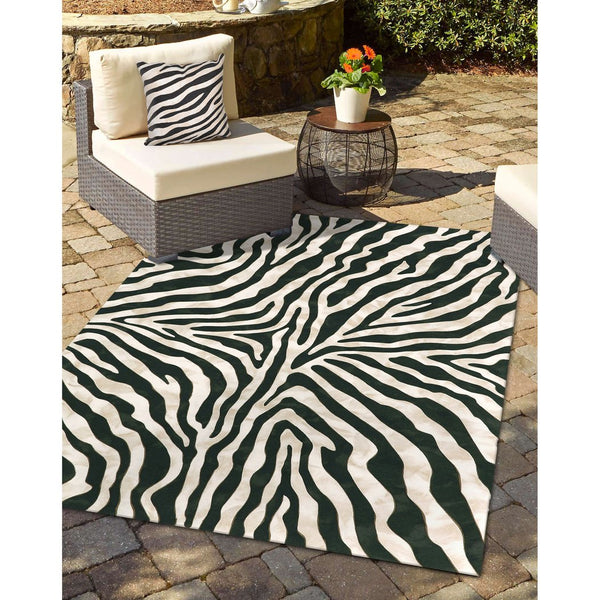 Trans Ocean Liora Manne Visions I Zebra Indoor/Outdoor Handmade Pillow - Stylish Graphic Animal Print Accent Black Polyester Vaf23304348