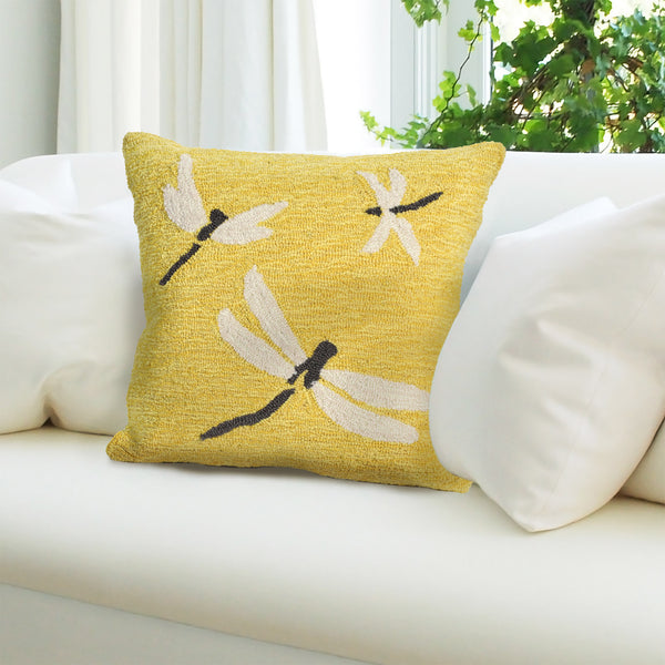 Trans Ocean Liora Manne Frontporch Dragonfly Indoor/Outdoor Pillow - Stylish Contemporary Accent For Any Space Yellow Polyester,Acrylic 7fp8s141509