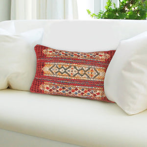 Trans Ocean Liora Manne Marina Tribal Stripe Indoor/Outdoor Pillow - Vibrant Geometric Accent For Any Space Red Polypropylene,Polyester 7mr5s805724